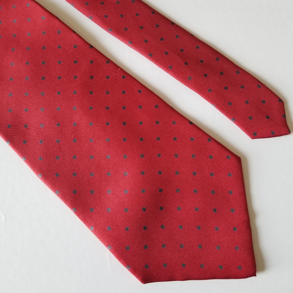 Claybrooke Silk Men's Red & Blue Polka Dot Tie